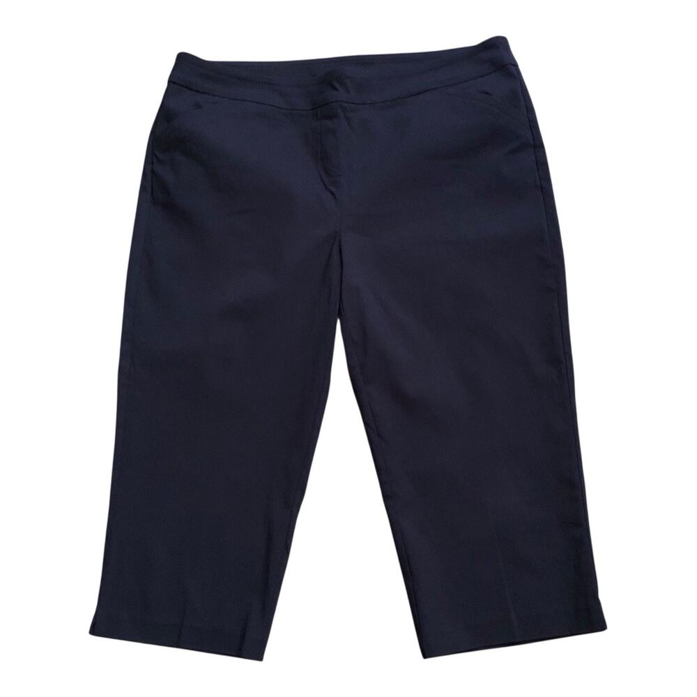Coral Bay Ponte Capri Pants Womens Plus 20W Navy Blue Stretch Cropped Pull On